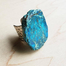 Load image into Gallery viewer, Blue Regalite Slab Ring = (Courage & Wisdom)